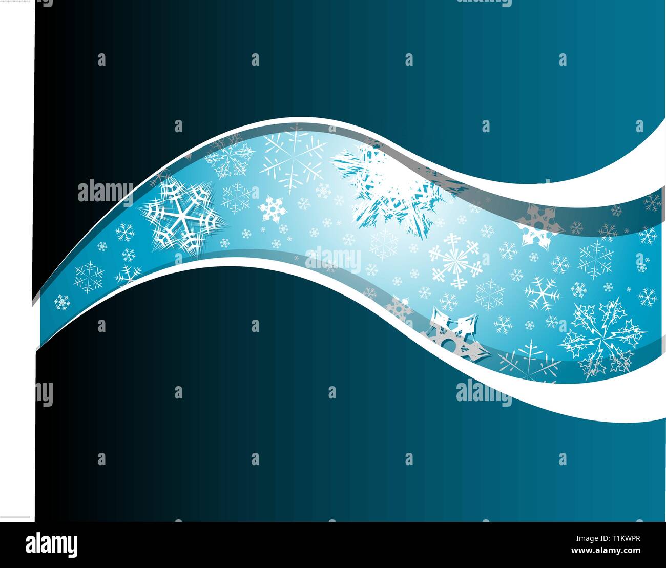 Carte de Noël bleu avec des flocons de neige - avec bordures blanches Illustration de Vecteur