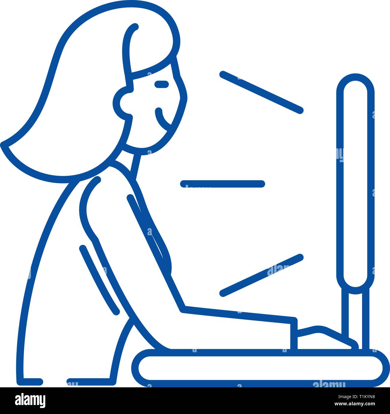 Voir l'icône de la ligne série tv concept. Voir série télé télévision vector symbole, signe, contours illustration. Illustration de Vecteur