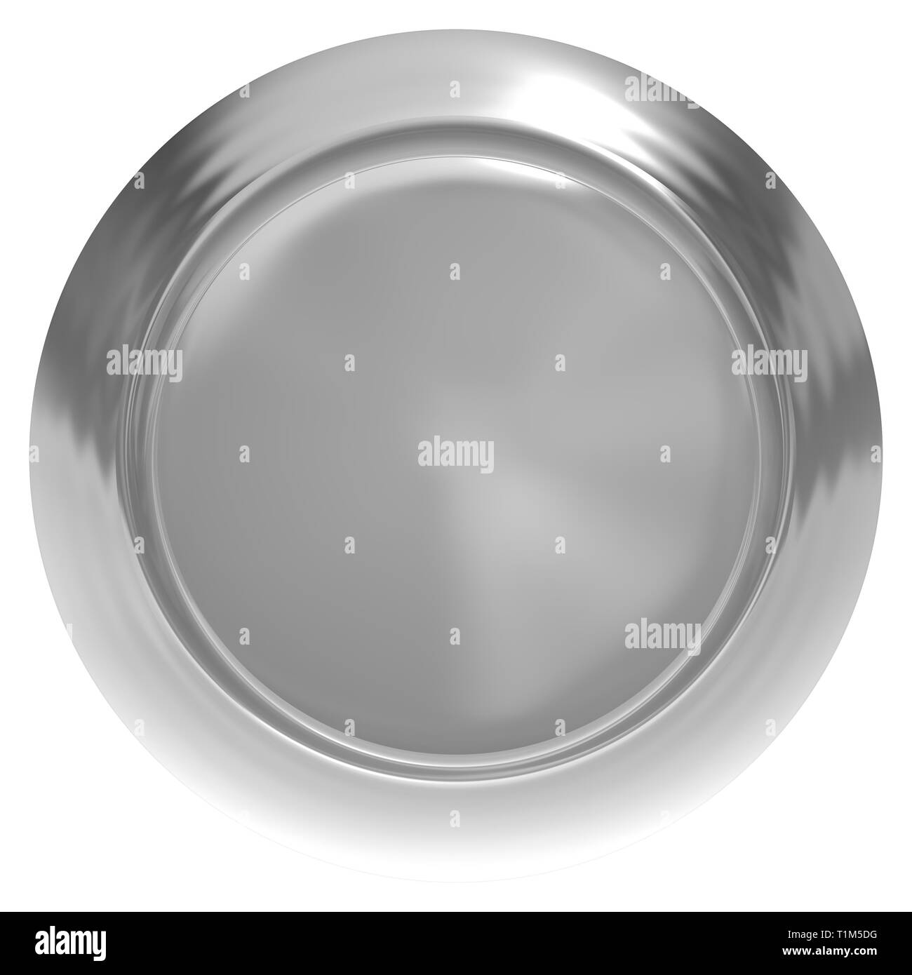 Bouton Web 3d - brillant gris réaliste avec cadre en métal - 3D Rendering Banque D'Images