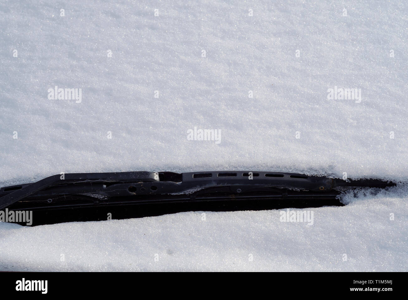 Essuie-voiture couverte de neige après les chutes de neige Banque D'Images Essuie-voiture couverte de neige après les chutes de neige Banque D'Images
