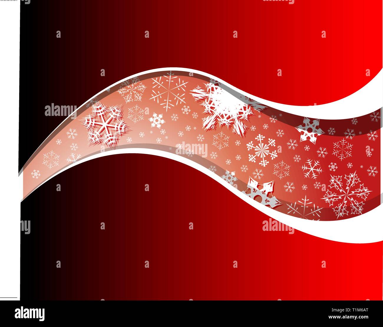 Carte de Noël rouge avec des flocons de neige - avec bordures blanches Illustration de Vecteur