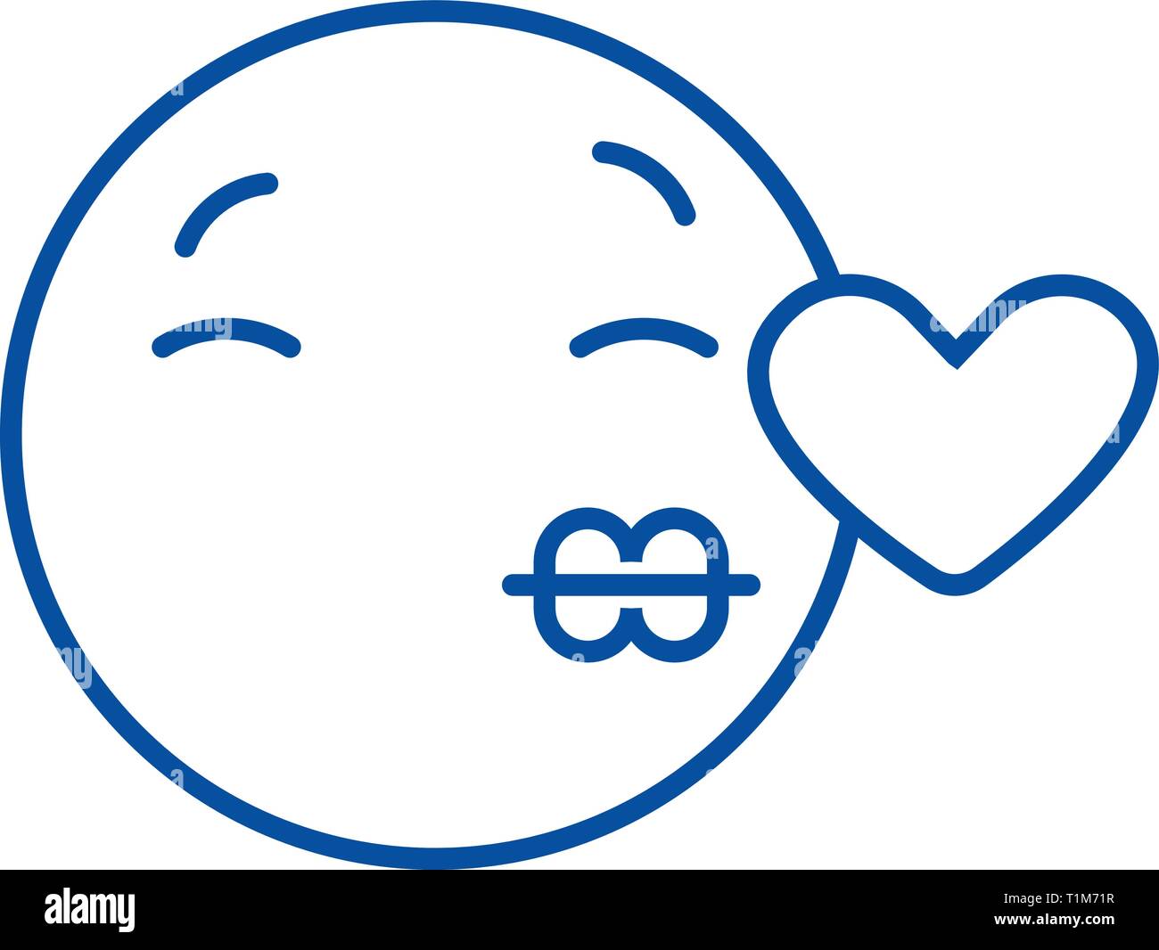 Embrasser l'icône de la ligne emoji concept. Kissing télévision emoji, signe, symbole vecteur illustration contour. Illustration de Vecteur