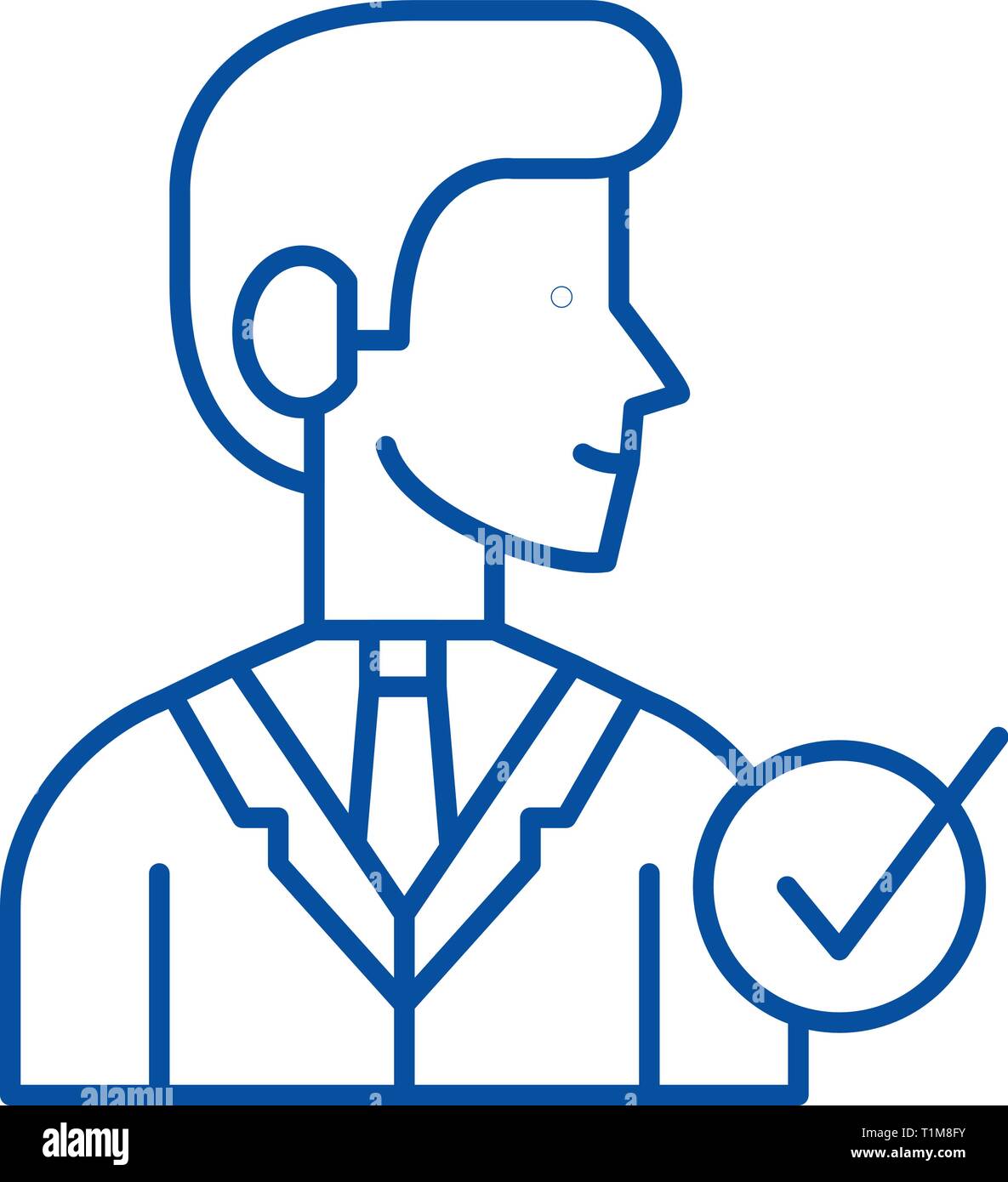 L'icône de la ligne du gestionnaire de concept. Télévision, symbole vecteur directeur signe, contours illustration. Illustration de Vecteur