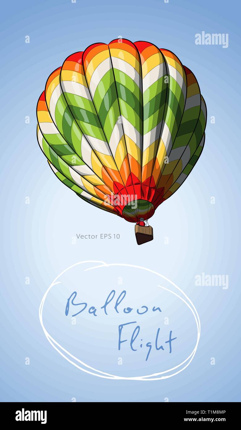 Montgolfières - série de ballons colorés dans le ciel avec des nuages Illustration de Vecteur
