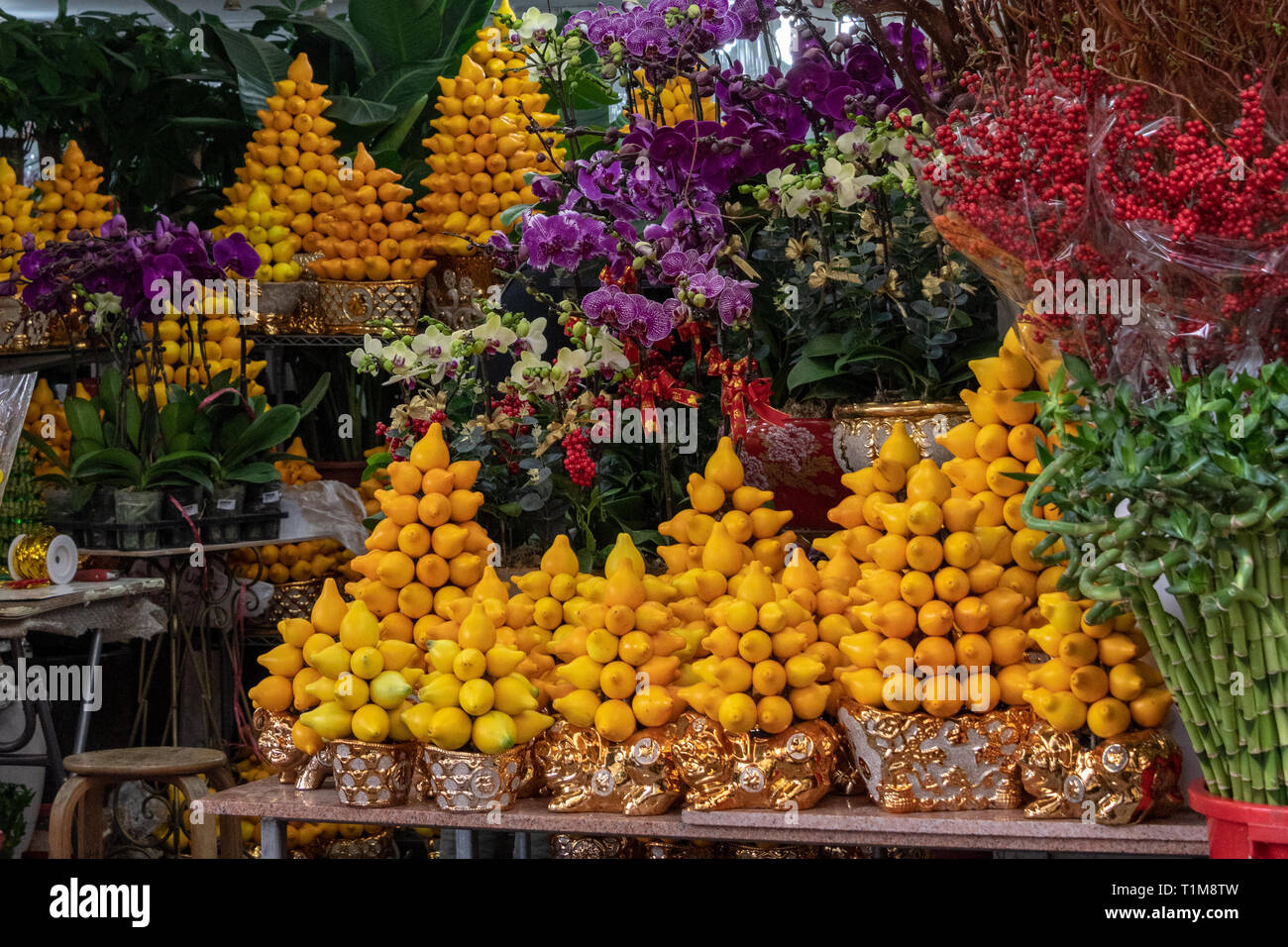 Fruits ou mamelon Titti Fruits, pour le Nouvel An chinois Banque D'Images