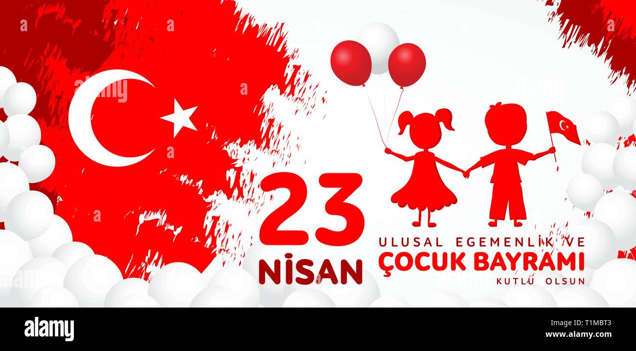 23 Nisan cocuk. baryrami Traduction : Turkish 23 avril Journée des enfants. Illustration de Vecteur