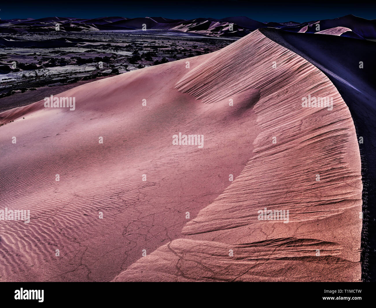 Désert De Namib De Nuit Avec Des Dunes De Sable Orange Et