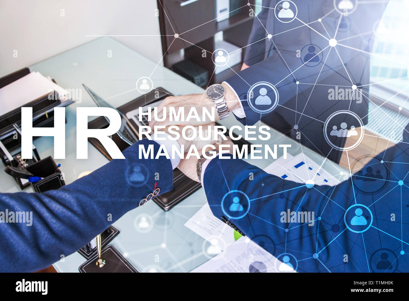 La gestion des ressources humaines, RH, Team Building et de recrutement concept sur fond flou. Banque D'Images