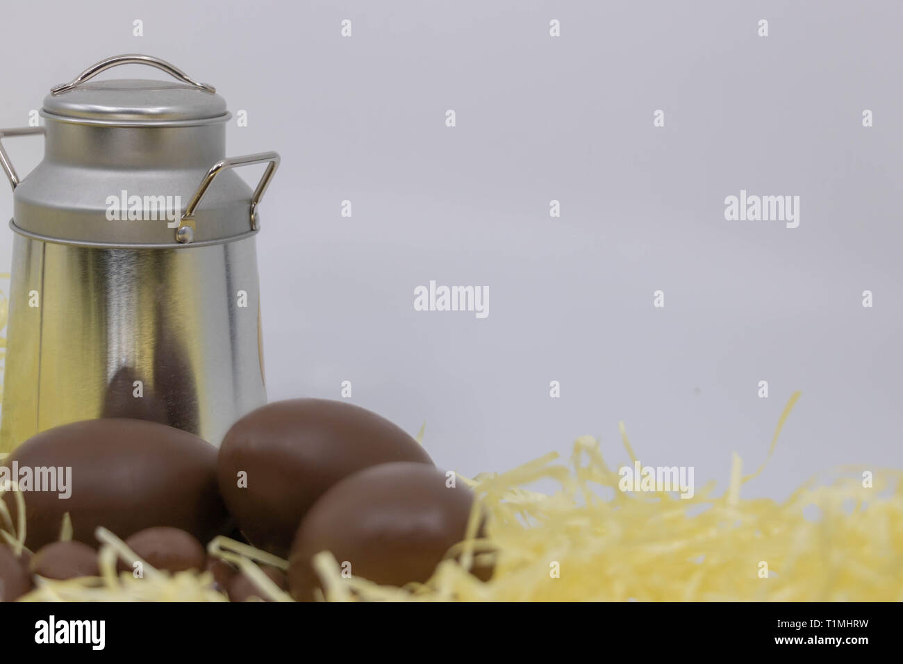 Frontière avec la zone de texte pour les produits agricoles, produits laitiers, lait, chocolat et pot à lait Banque D'Images