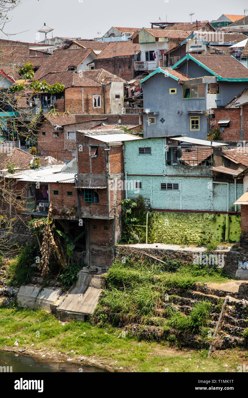 Un bidonville à Kampong Ville Malang, Central Java, Indonésie Banque D'Images
