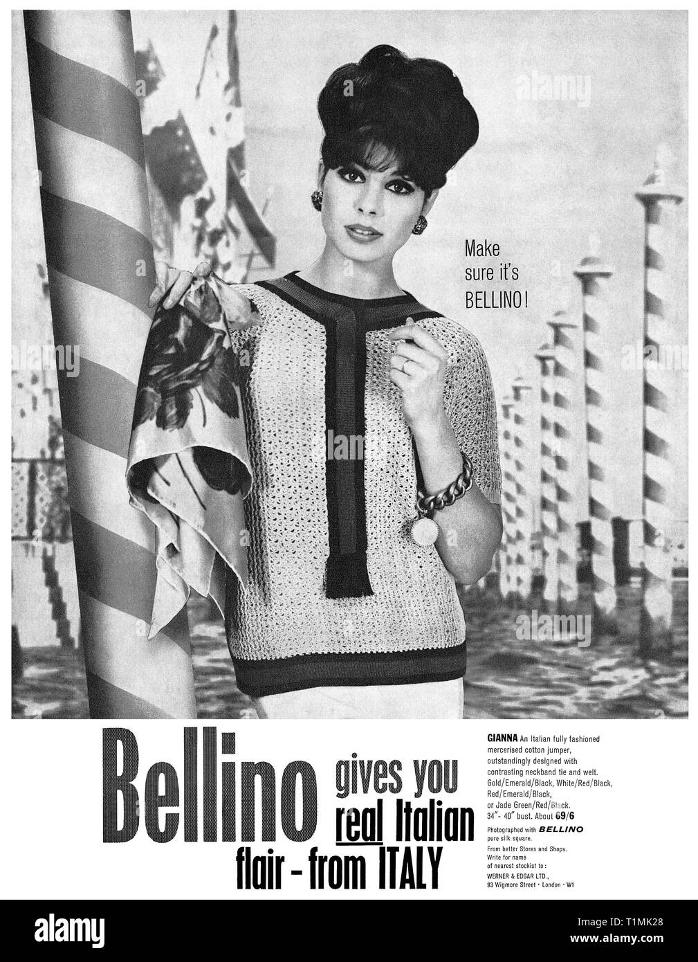 1962 La publicité pour la mode féminine Bellino. Banque D'Images