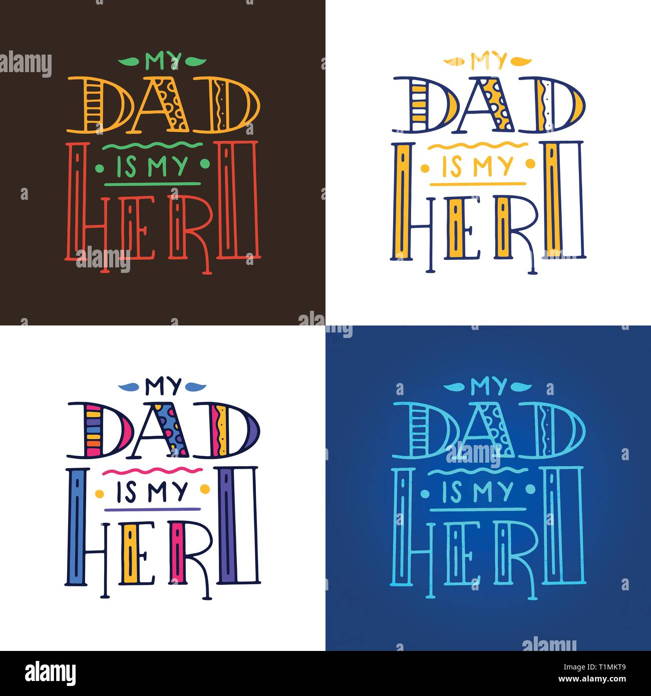 Papa Super Hero Doodle Citation En Style Manuscrite Love Daddy Phrase Lettrage Image Vectorielle Stock Alamy