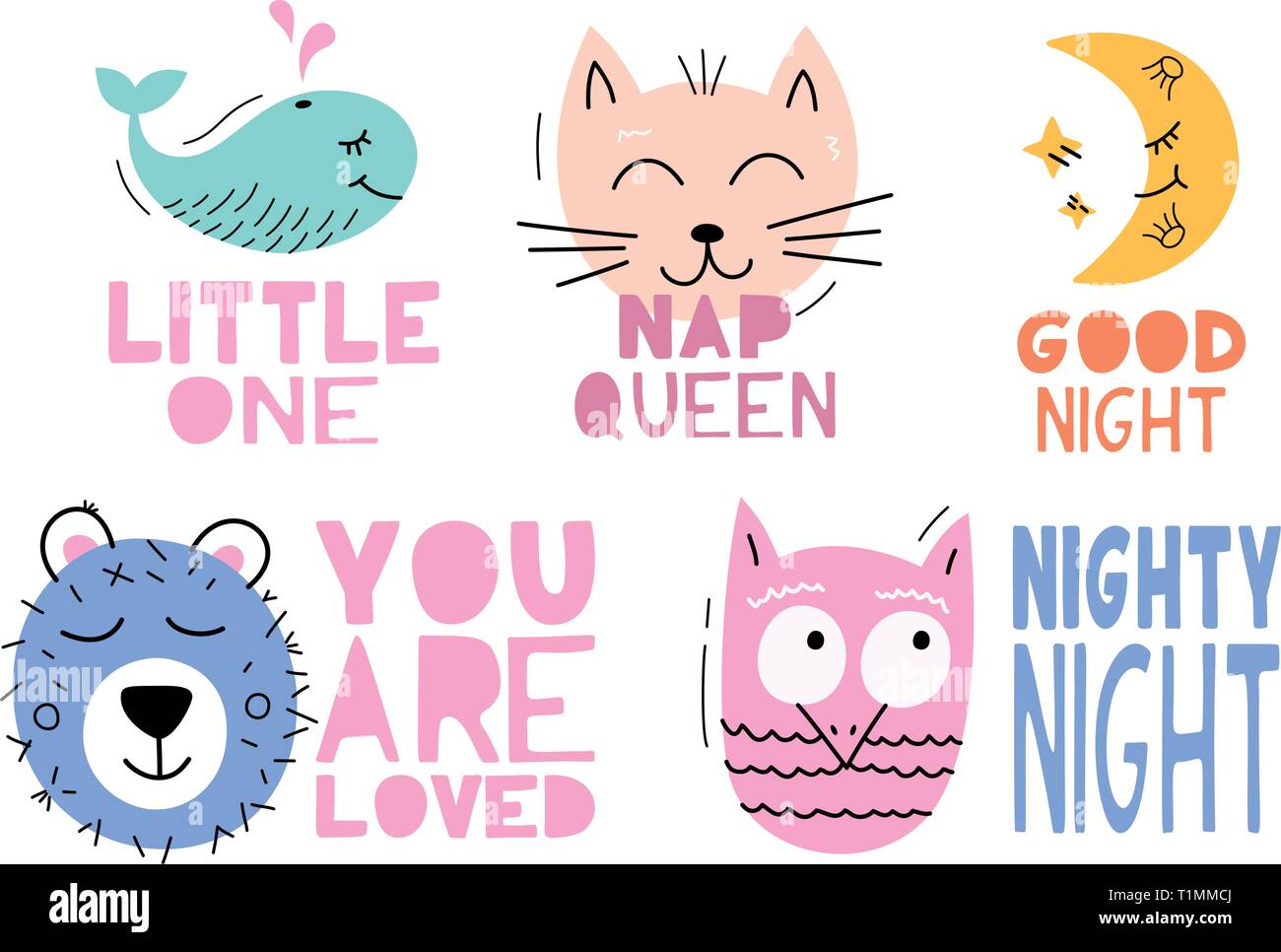 Definir L Animal Vecteur Mignon Avec Lettrage Phrase Bebe Illustration Coupe A Partir De La Taille Du Papier Element D Album Affiche Pour Pepiniere Ou Chambre D Enfant Pos Image Vectorielle Stock Alamy