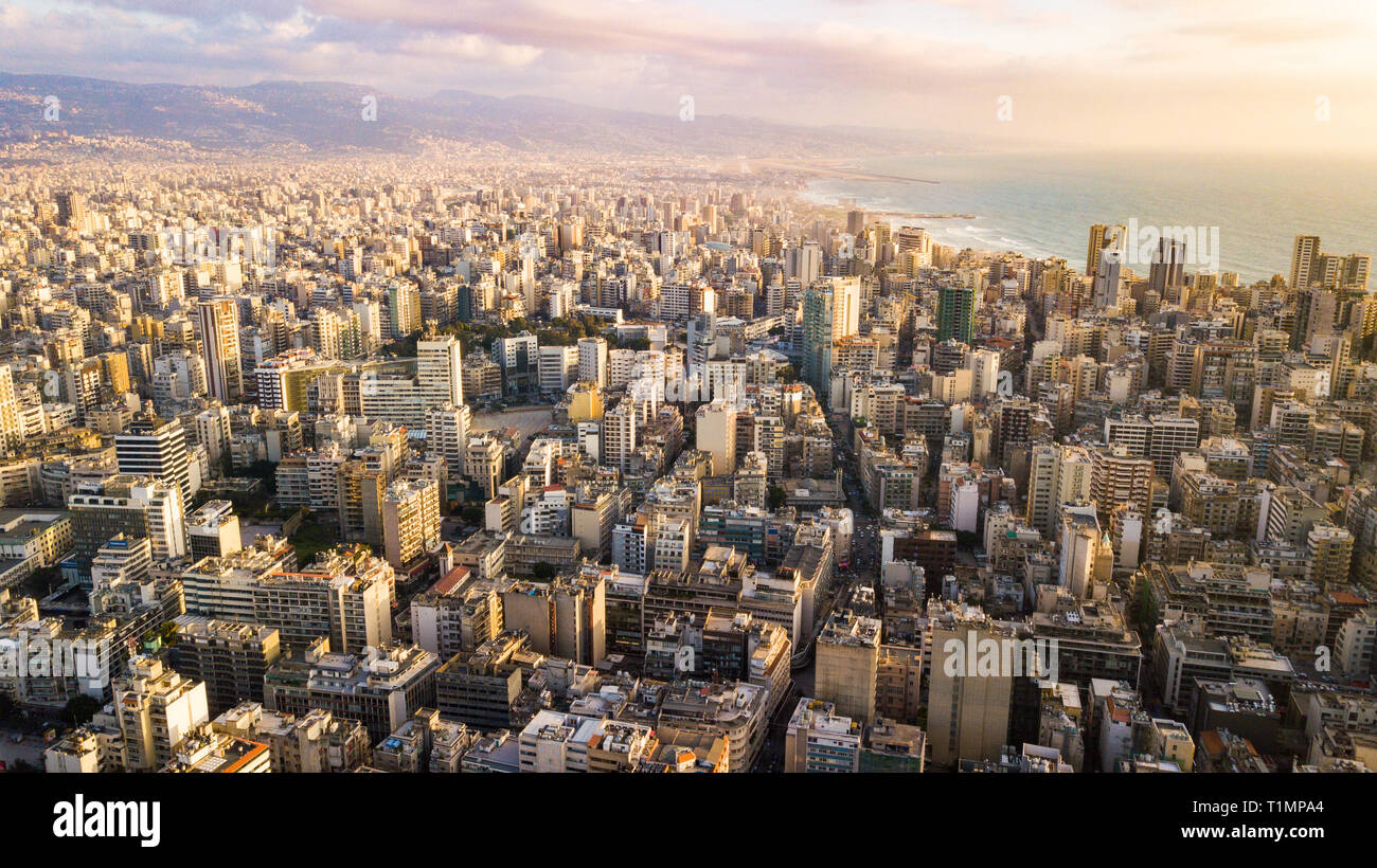 Skyline Aerial view, Beyrouth, Liban Banque D'Images