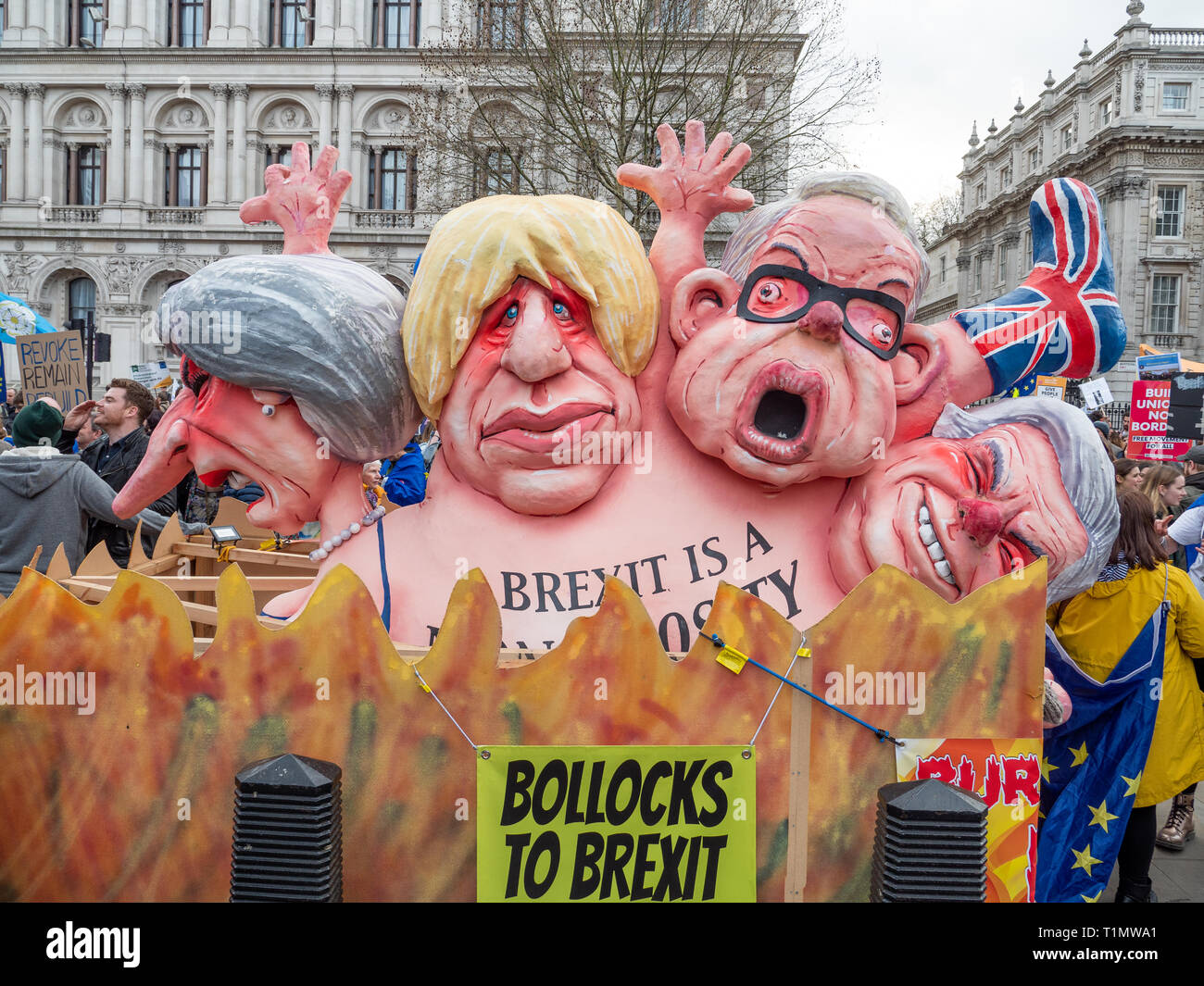 La Monstruosité Brexit flotter par Jacques Tilly sur le vote du peuple, 23 Mars 2019 Mars, Whitehall, Londres, UK Banque D'Images