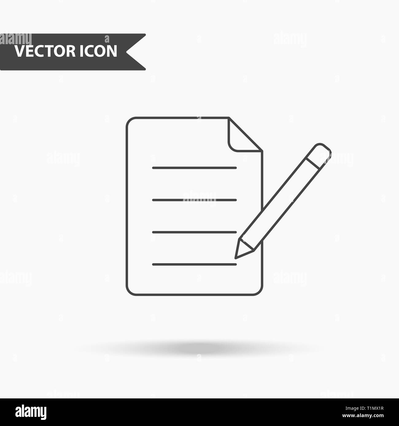 Vector illustration moderne et simple de stylos et l'icône du document. Image plate feuille de records avec lignes fines pour l'application, l'interface, présentation, Illustration de Vecteur