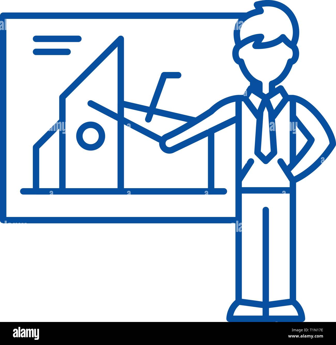 L'icône de la ligne de présentation financière concept. Présentation financière vecteur télévision symbole, signe, contours illustration. Illustration de Vecteur