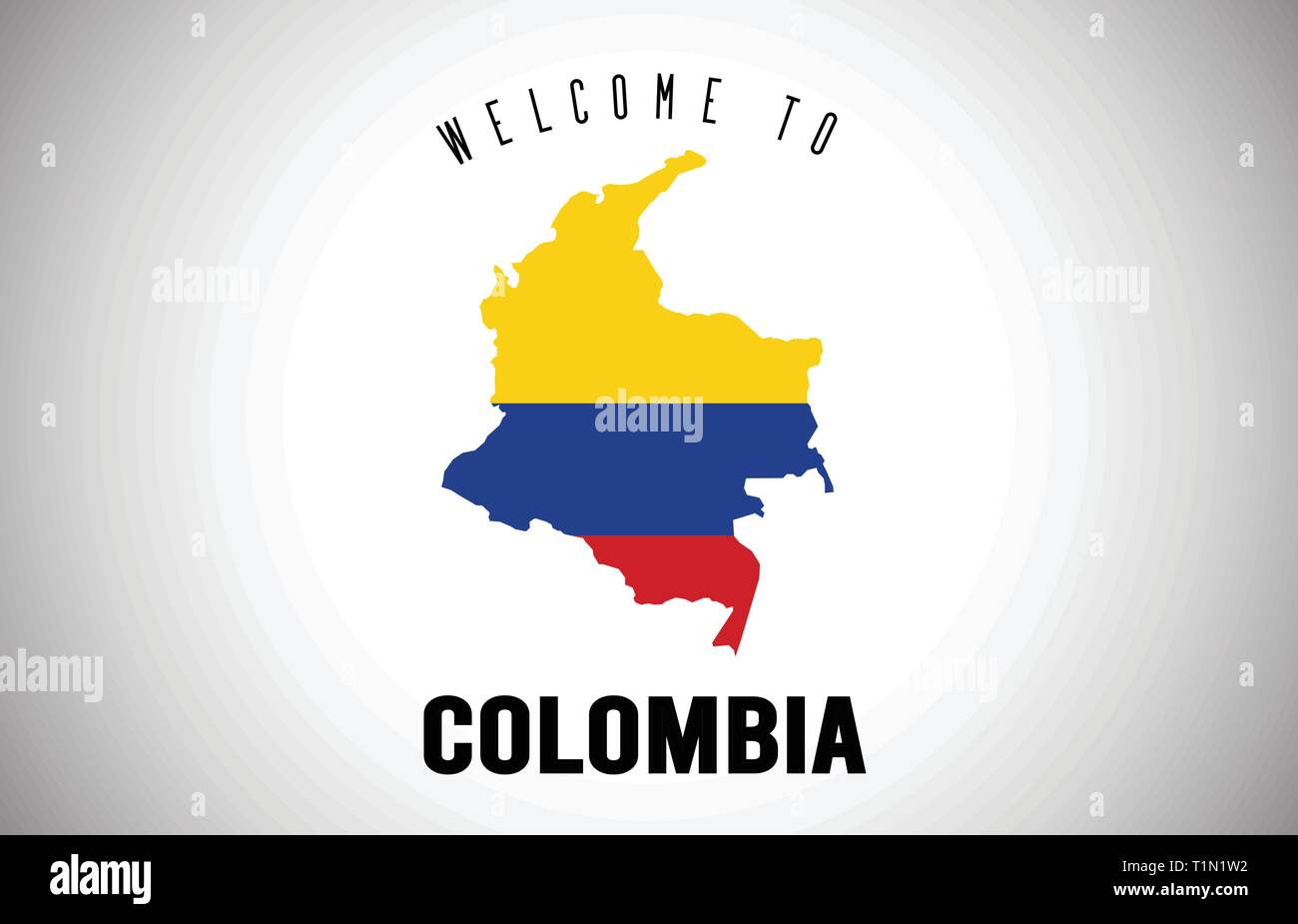 Colombie Bienvenue sur Texte et drapeau du pays à l'intérieur des frontières du pays. Carte de l'Uruguay avec drapeau national Design Vector Illustration. Illustration de Vecteur