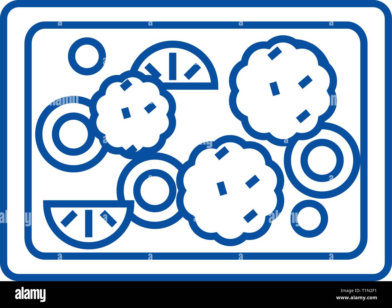 L'icône de la ligne de légumes avec du concept. Légumes poêlés, symbole vecteur télévision signe, contours illustration. Illustration de Vecteur