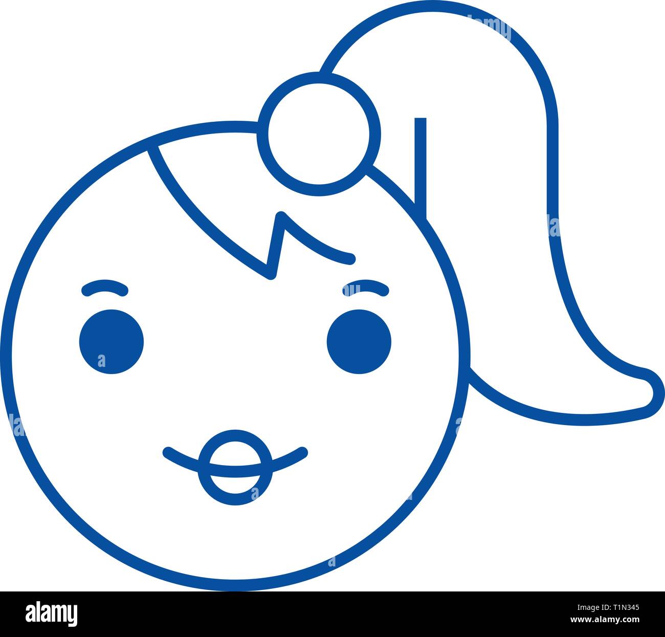 L'icône de la ligne emoji fille concept. Télévision emoji fille vector symbole, signe, contours illustration. Illustration de Vecteur