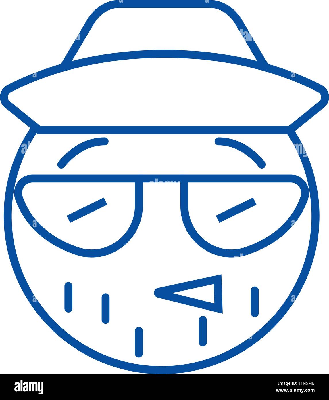 L'icône de la ligne emoji Hipster concept. Télévision emoji Hipster, signe, symbole vecteur illustration contour. Illustration de Vecteur