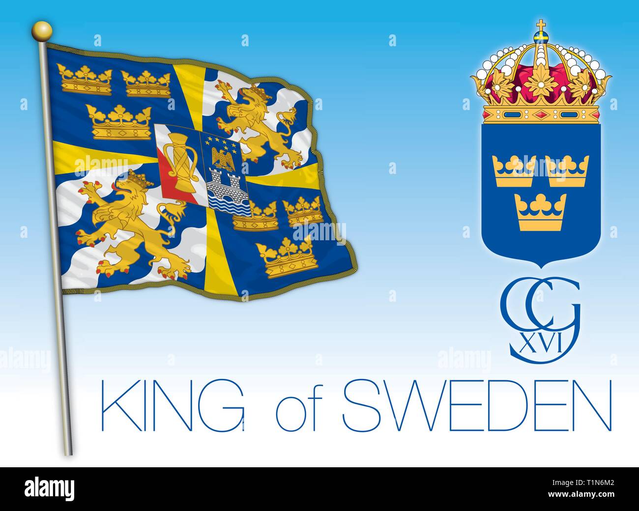 Roi de Suède drapeau, Suède, vector illustration Illustration de Vecteur