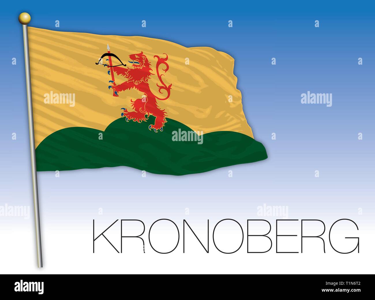 Drapeau régional de Kronoberg, Suède, vector illustration Illustration de Vecteur