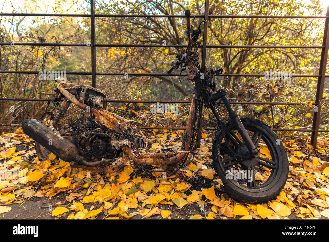 Motorcycle On Fire Banque D Image Et Photos Alamy