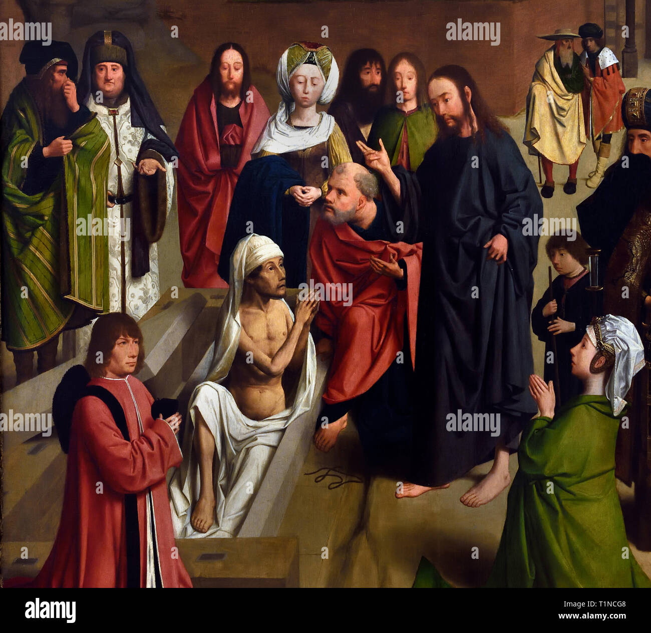 La résurrection de Lazare 1480 par Geertgen tot Sint Jans ou Gerard de Sint Jean 1455-1495, le néerlandais aux Pays-Bas. Banque D'Images