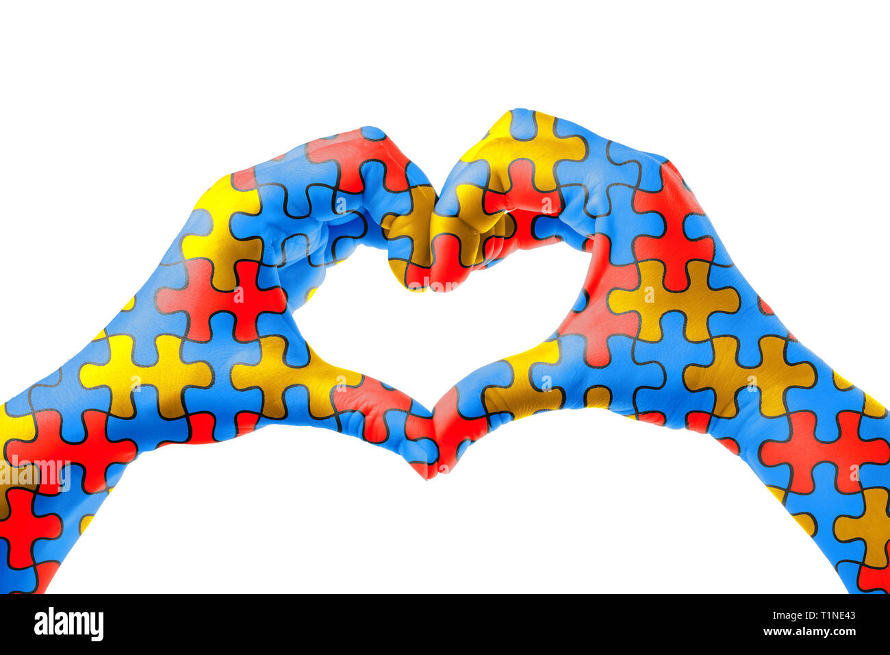 Journée mondiale de sensibilisation à l'autisme, les soins de santé mentale  concept avec puzzle puzzle dans les mains en forme de coeur Photo Stock -  Alamy