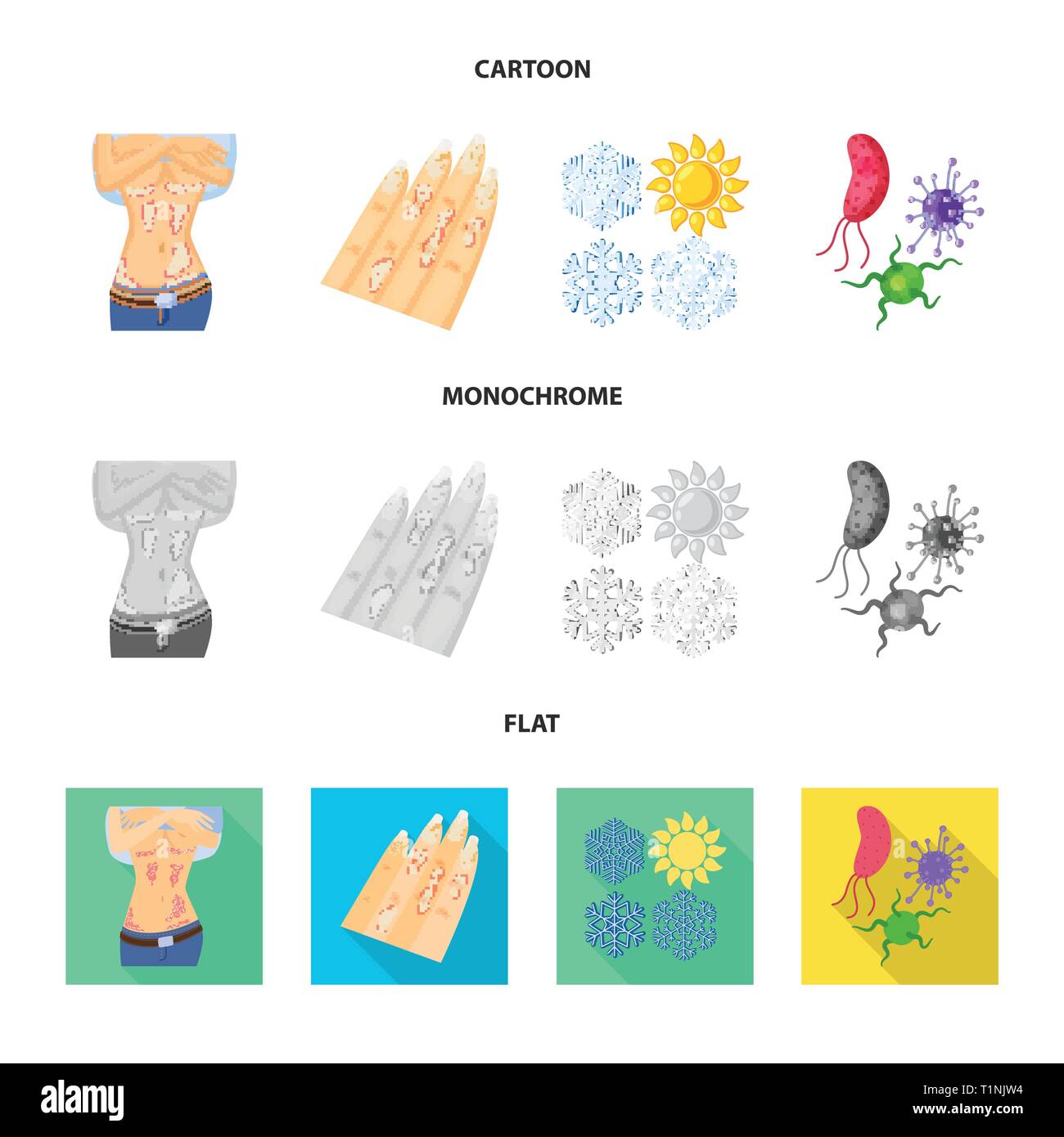 Flocon,psoriasis, bactéries, virus de l'organisme,tomber,peau,glace ...