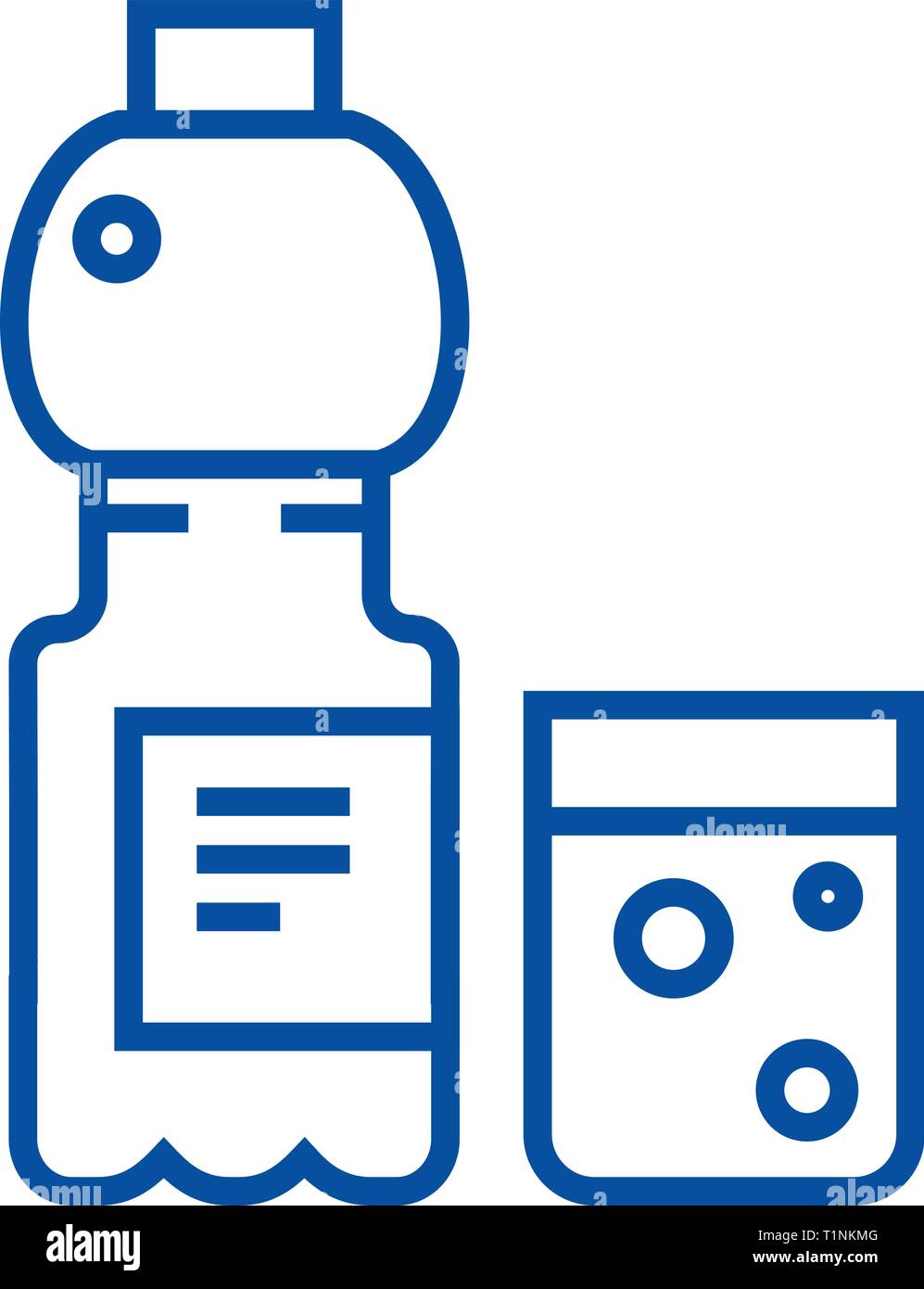 L'eau minérale avec l'icône de la ligne de verre concept. L'eau minérale avec verre plat, signe, symbole vecteur illustration contour. Illustration de Vecteur