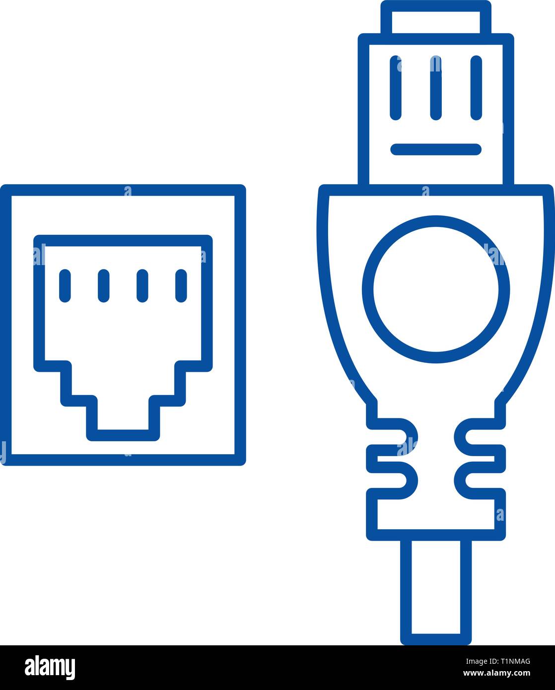 Cable Reseau Et L Icone De La Ligne Prise Concept Cable Reseau Et Creux Signe Symbole Vecteur Illustration Contour Image Vectorielle Stock Alamy