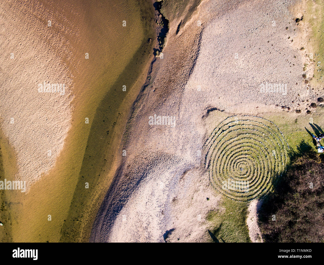 Stone Circle abstract pattern au trois falaises Bay, Swansea, Gower, Pays de Galles, Royaume-Uni Banque D'Images