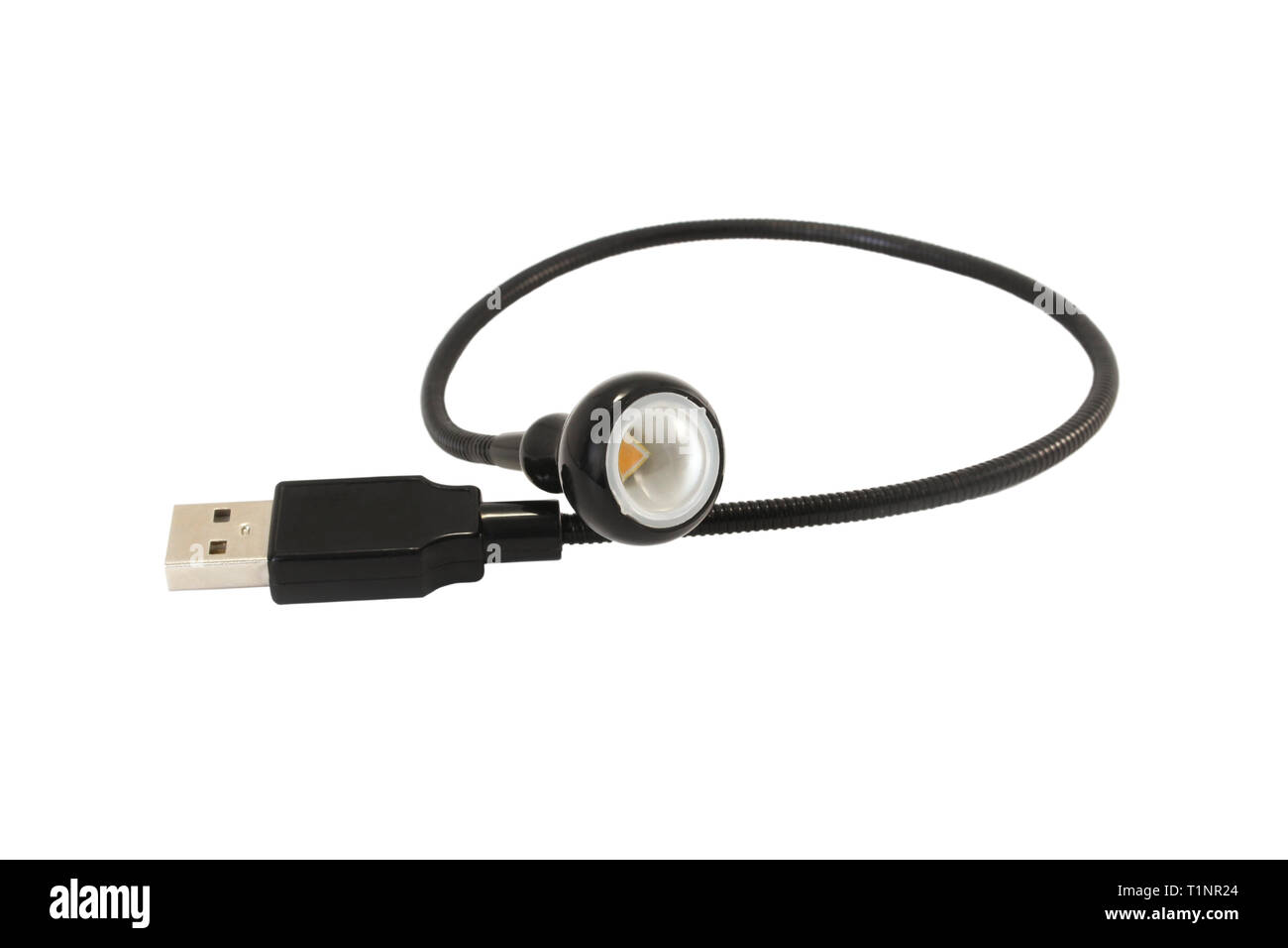 Lumière LED USB noir isolé sur fond blanc Banque D'Images