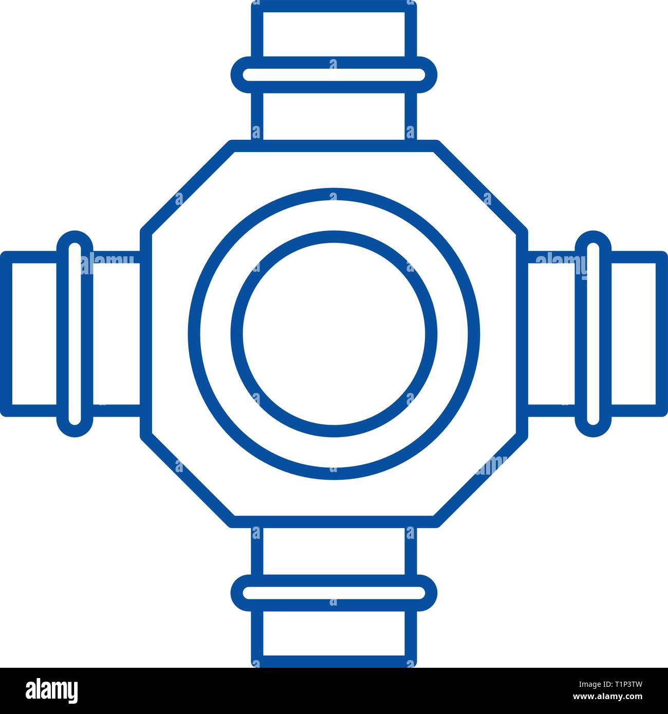 L'icône de la ligne du moyeu concept. Télévision du moyeu, signe, symbole vecteur illustration contour. Illustration de Vecteur