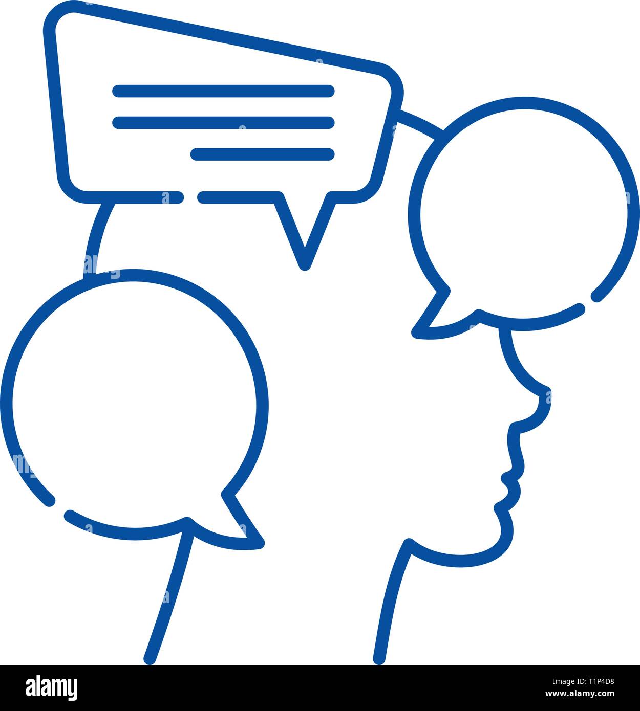 L'icône de la ligne de dialogue interne concept. Le dialogue interne de télévision, signe, symbole vecteur illustration contour. Illustration de Vecteur