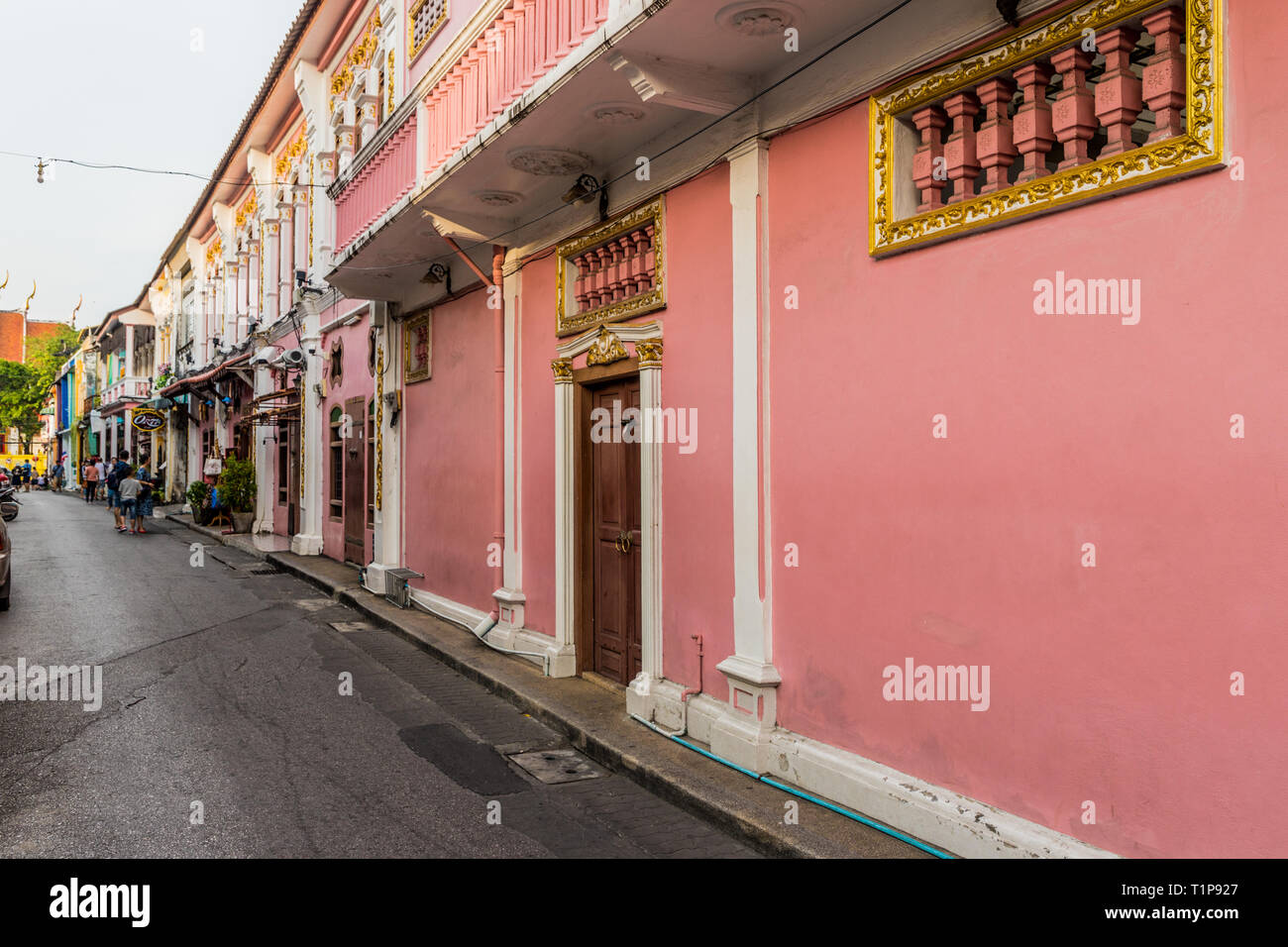 Architecture colorée dans la ville de Phuket en Thailande Banque D'Images