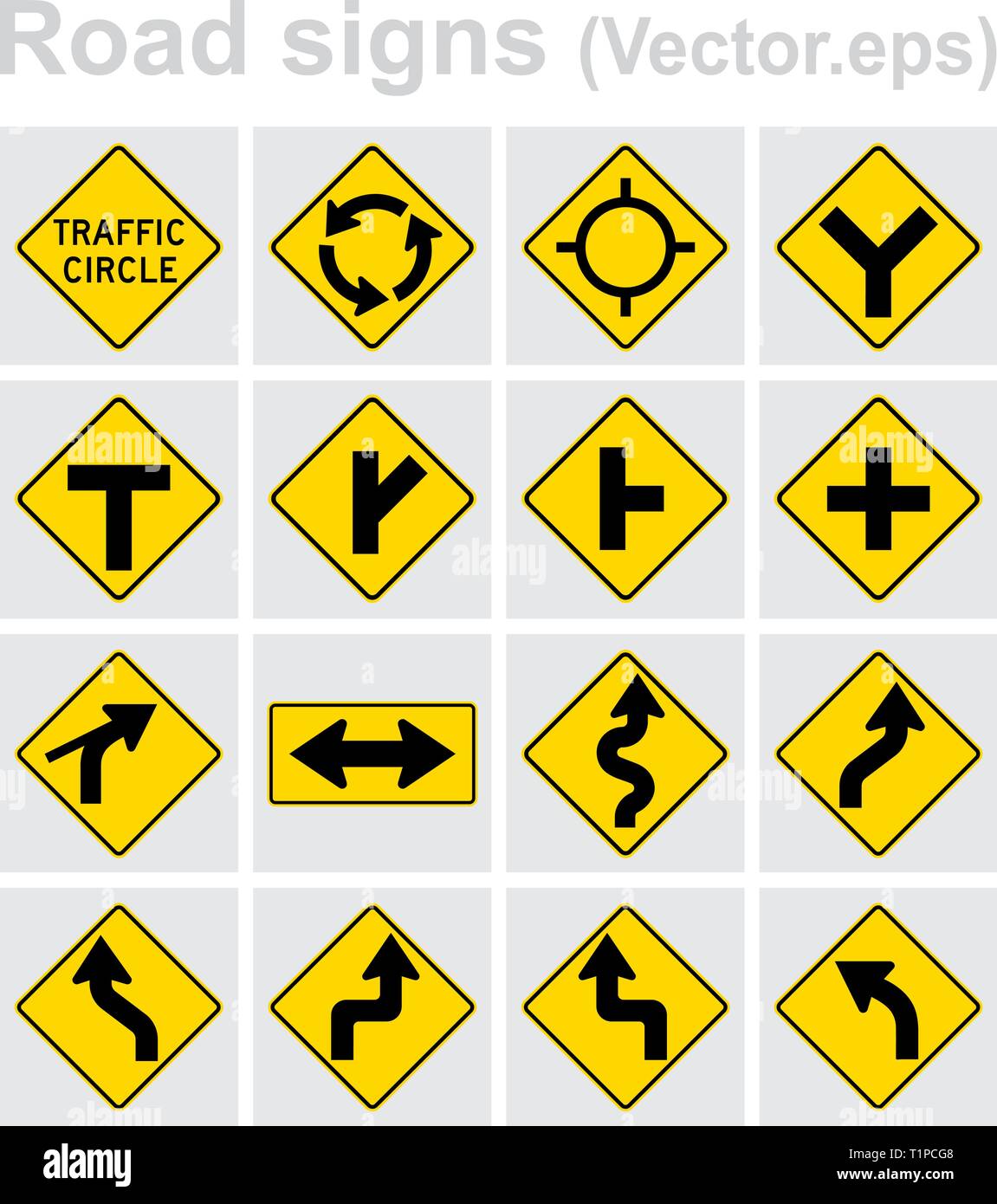 Panneau de circulation road concept design set. Illustration 4x4 par ensemble. Illustration de Vecteur