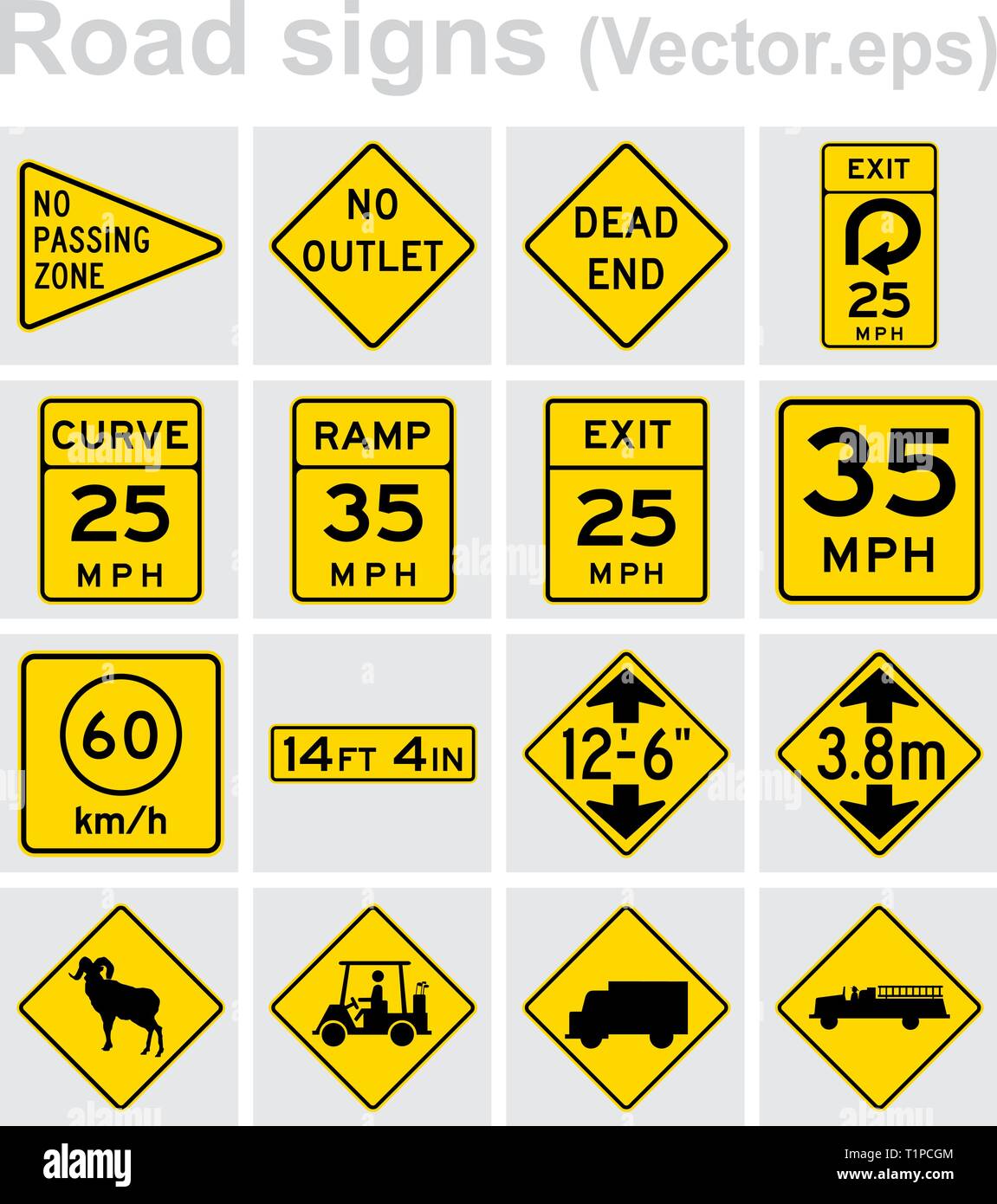 Panneau de circulation road concept design set. Illustration 4x4 par ensemble. Illustration de Vecteur