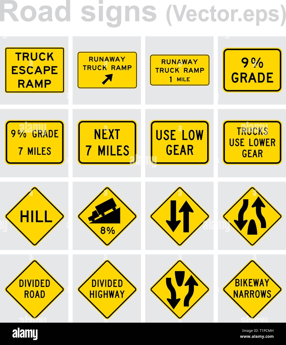 Panneau de circulation road concept design set. Illustration 4x4 par ensemble. Illustration de Vecteur