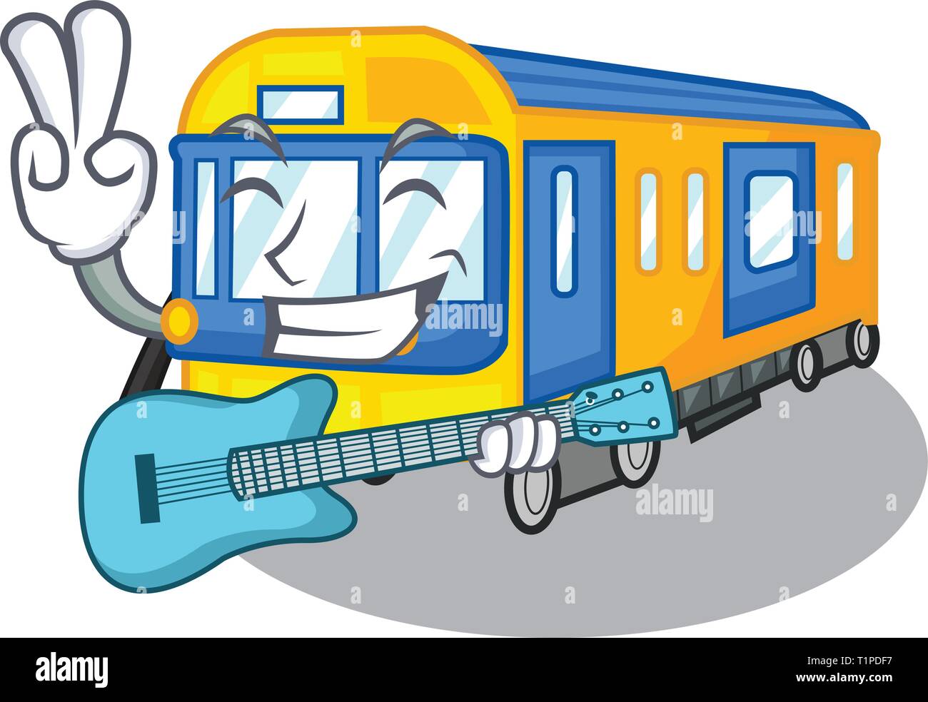 Avec guitare Subway train isolé dans le cartoon vector illustration Illustration de Vecteur