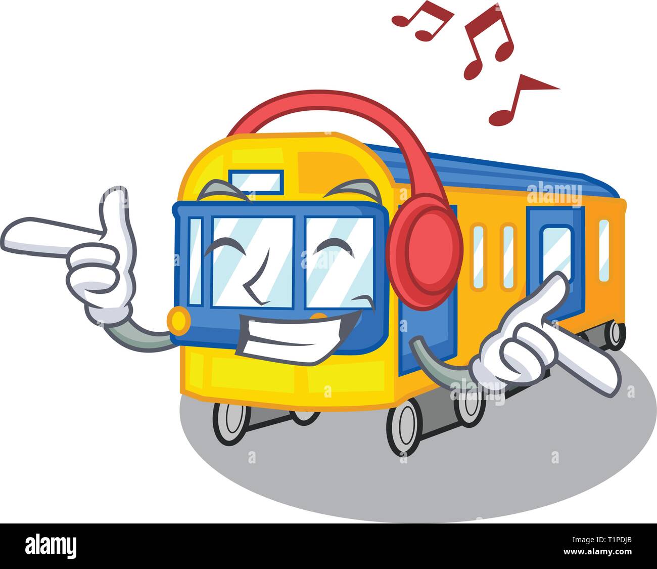 Musique écoute Subway train isolé dans le cartoon vector illustration Illustration de Vecteur