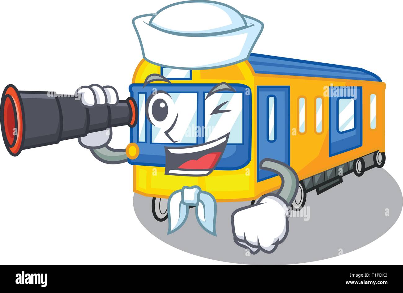 Métro binoculaire avec marin isolé dans le cartoon vector illustration Illustration de Vecteur