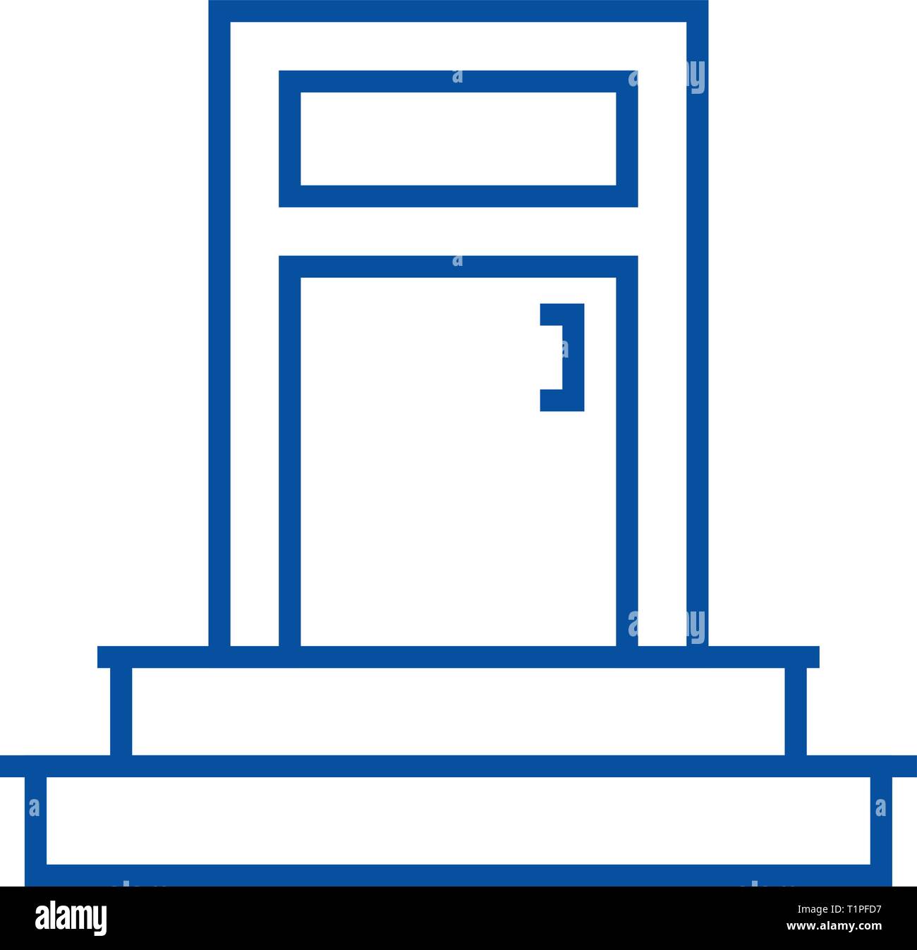 L'icône de la ligne de la porte d'entrée, concept. Entrée privée, télévision, symbole vecteur porte signe, contours illustration. Illustration de Vecteur