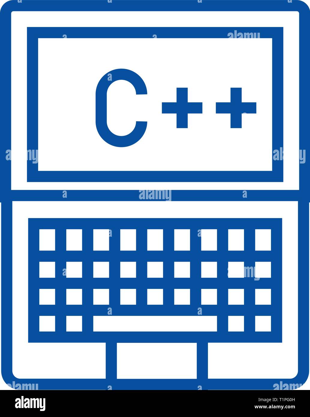 La programmation, codage, l'icône de la ligne c plus concept. La programmation, codage, c plus télévision, signe, symbole vecteur illustration contour. Illustration de Vecteur