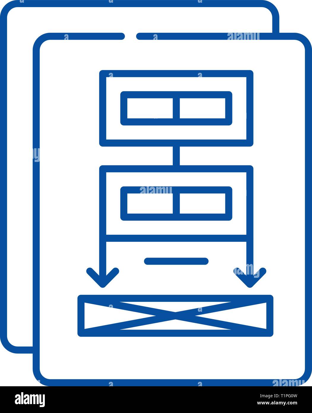 L'icône de la ligne de la documentation du projet concept. Documentation du projet télévision, signe, symbole vecteur illustration contour. Illustration de Vecteur