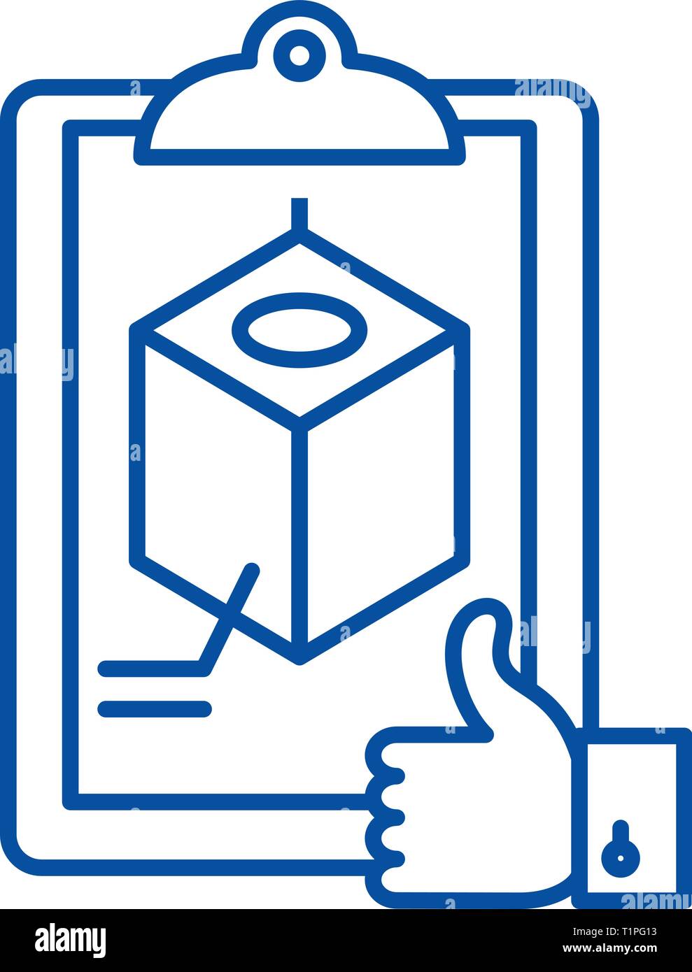 L'icône de la ligne de la reconnaissance du projet concept. La reconnaissance du projet télévision vector symbole, signe, contours illustration. Illustration de Vecteur