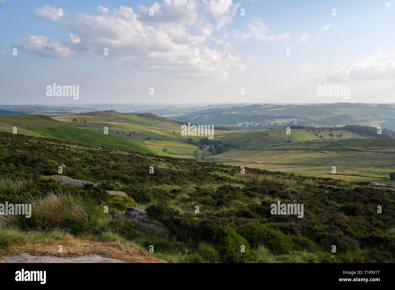 Scenic Peak District Moorland, Stanage Edge Derbyshire Angleterre Royaume-Uni, National Park British paysage rural Banque D'Images