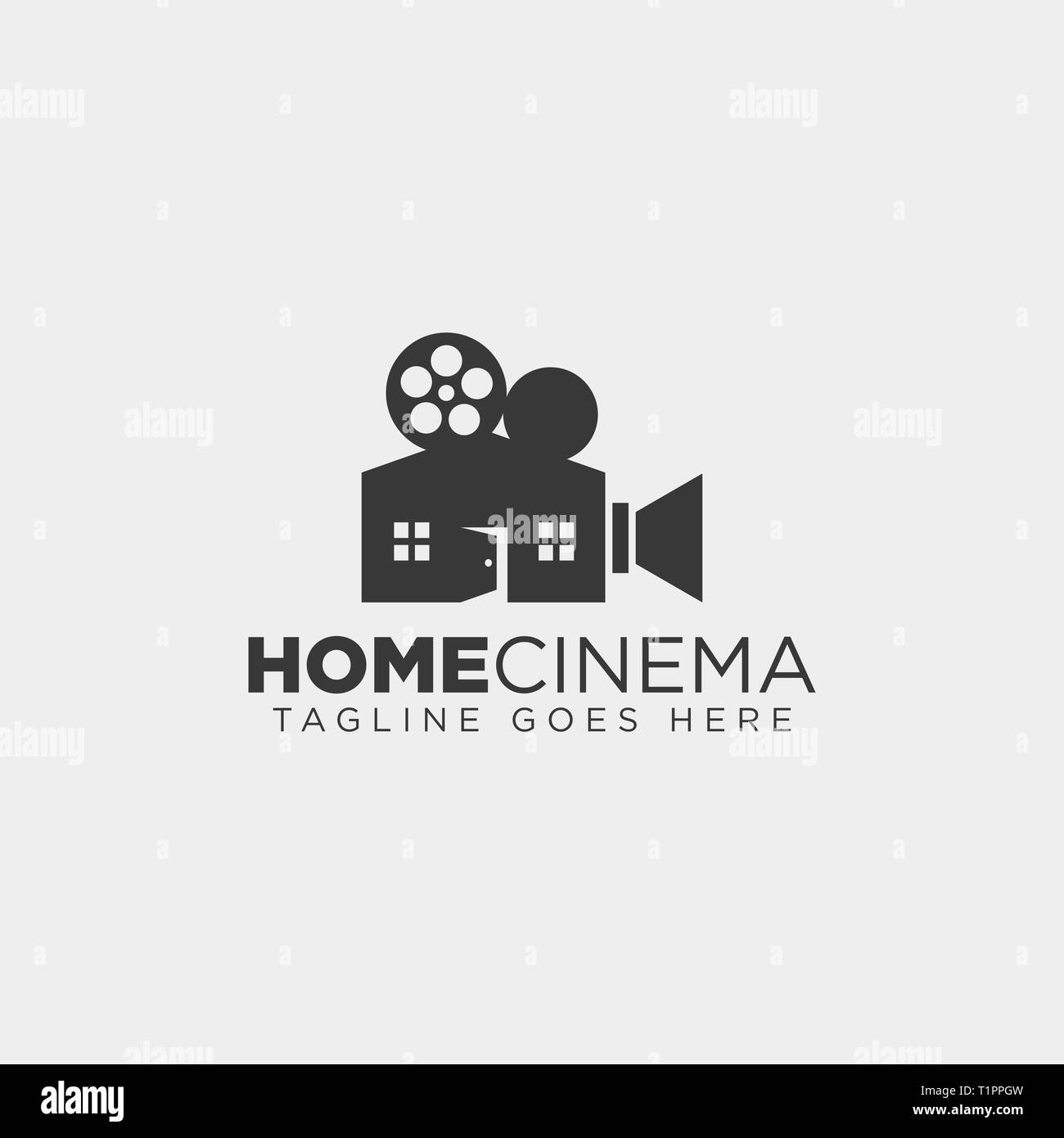 Home cinéma vidéo couleur noir logo ligne simple vecteur modèle icône illustration élément isolé - fichier vecteur Illustration de Vecteur